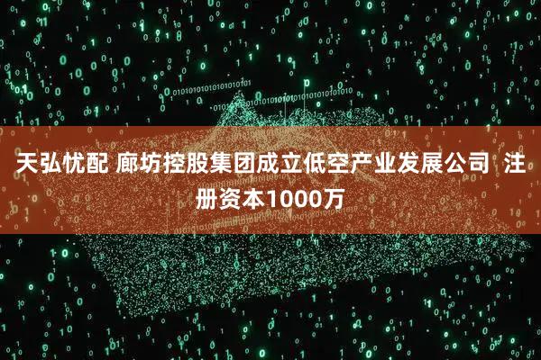 天弘忧配 廊坊控股集团成立低空产业发展公司  注册资本1000万
